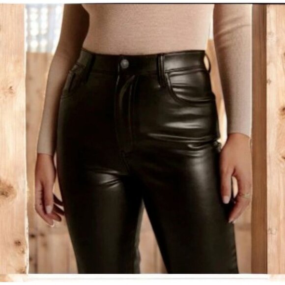 Abercrombie & Fitch The Ankle Straight Ultra High Rise Faux Leather Pants 36-22w - Picture 3 of 15